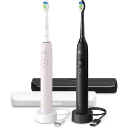 Szczoteczka soniczna PHILIPS Sonicare 3100 HX4072/42 2 szt. Czarna/Różowa Różowy (HX4072/42)