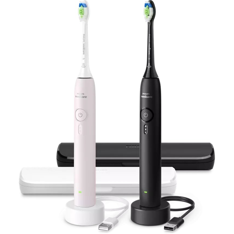 Szczoteczka soniczna PHILIPS Sonicare 3100 HX4072/42 2 szt. Czarna/Różowa Różowy (HX4072/42)