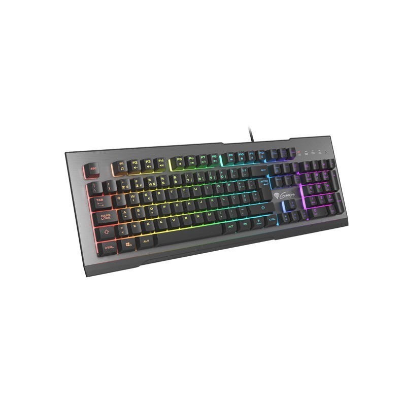 GENESIS Rhod 500 RGB klawiatura Gaming USB QWERTY Portugalski Czarny, Srebrny