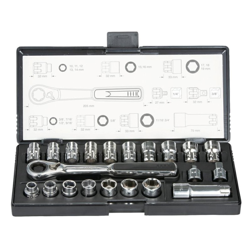 MAKITA ZEST.NASADEK+KLUCZ Z ADAPTEREM 1/4" 3/8" 21el