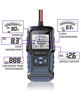 Qoltec Cyfrowy tester akumulatora z wyświetlaczem LCD | 12V | 24V | 3Ah-400Ah