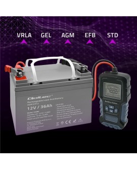 Qoltec Cyfrowy tester akumulatora z wyświetlaczem LCD | 12V | 24V | 3Ah-400Ah