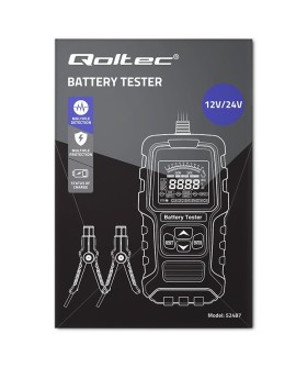Qoltec Cyfrowy tester akumulatora z wyświetlaczem LCD | 12V | 24V | 3Ah-400Ah