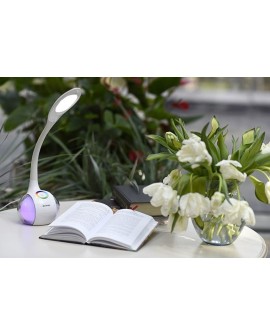 Lampka na biurko stołowa biurkowa LED Activejet RAINBOW RGB biała
