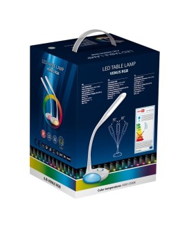 Nowoczesna lampka na biurko wielokolorowa RGB LED Activejet VENUS RGB biała z funkcją oświetlenia nocnego