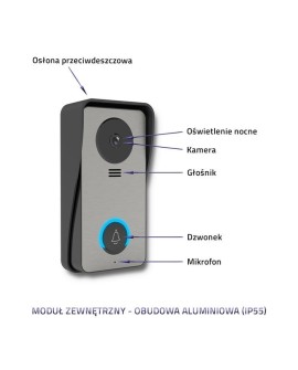 QOLTEC WIDEODOMOFON THEON 4 | TFT LCD 4.3" | BIAŁY
