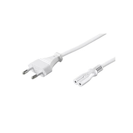 Kabel sieciowy 230V zasilacz, CEE7/16 (euro radiowy) - C7, 1.5m, VDE approved, biały, 2-pinowe złącze