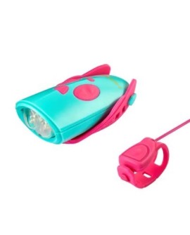 Lampka rowerowa z klaksonem HORNIT Mini PINK - TURQ 5353PITQ