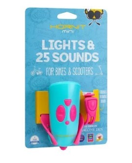 Lampka rowerowa z klaksonem HORNIT Mini PINK - TURQ 5353PITQ
