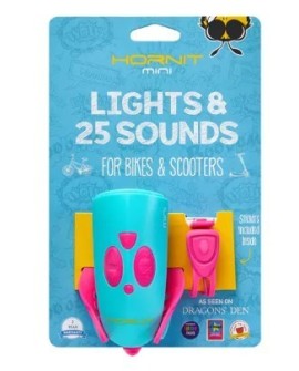 Lampka rowerowa z klaksonem HORNIT Mini PINK - TURQ 5353PITQ