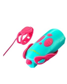 Lampka rowerowa z klaksonem HORNIT Mini PINK - TURQ 5353PITQ