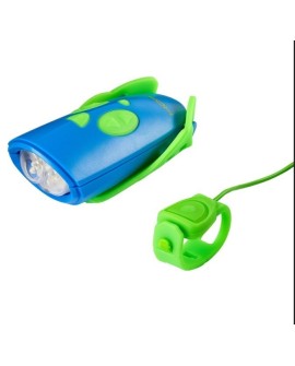 Lampka rowerowa z klaksonem HORNIT Mini GREEN - BLUE 5353GRBU