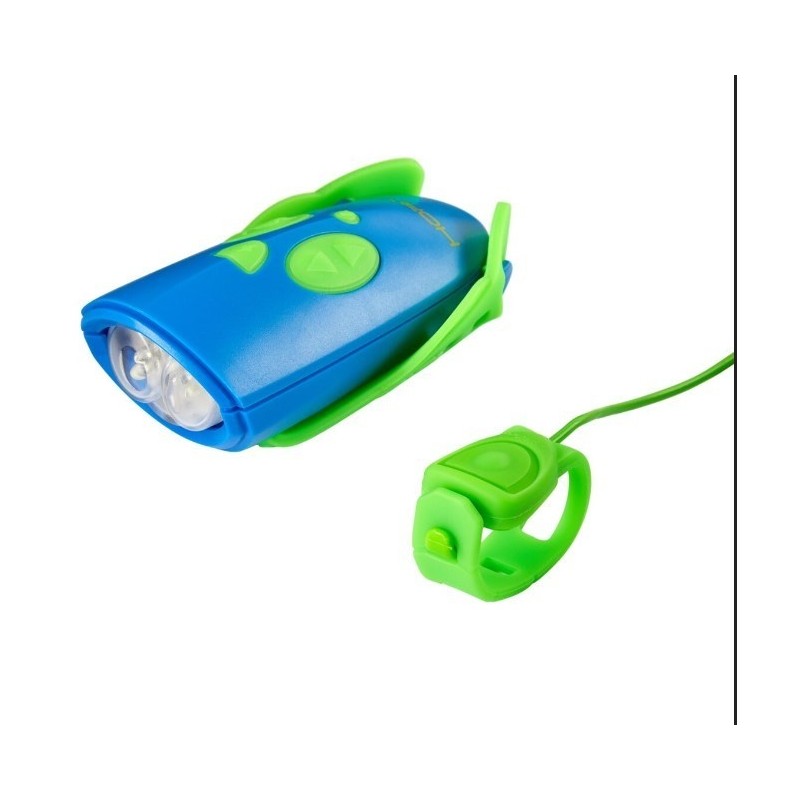 Lampka rowerowa z klaksonem HORNIT Mini GREEN - BLUE 5353GRBU