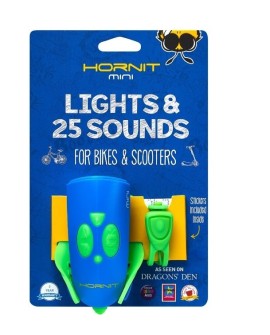 Lampka rowerowa z klaksonem HORNIT Mini GREEN - BLUE 5353GRBU