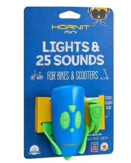 Lampka rowerowa z klaksonem HORNIT Mini GREEN - BLUE 5353GRBU