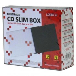 Box na 1 szt. CD, przezroczysty, czarny tray, cienki, Logo, 5,2mm, 10-pack, EOL