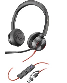 Zestaw słuchawkowy Poly Blackwire 8225 Microsoft Teams Certified Stereo USB-C Headset + USB-C/A Adapter 8X225AA