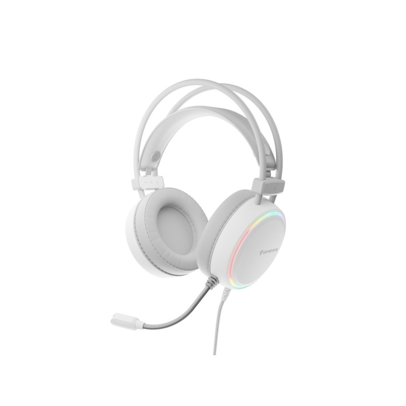 GENESIS NEON 613 Zestaw słuchawkowy Przewodowa Opaska na głowę Gaming USB Typu-A Biały