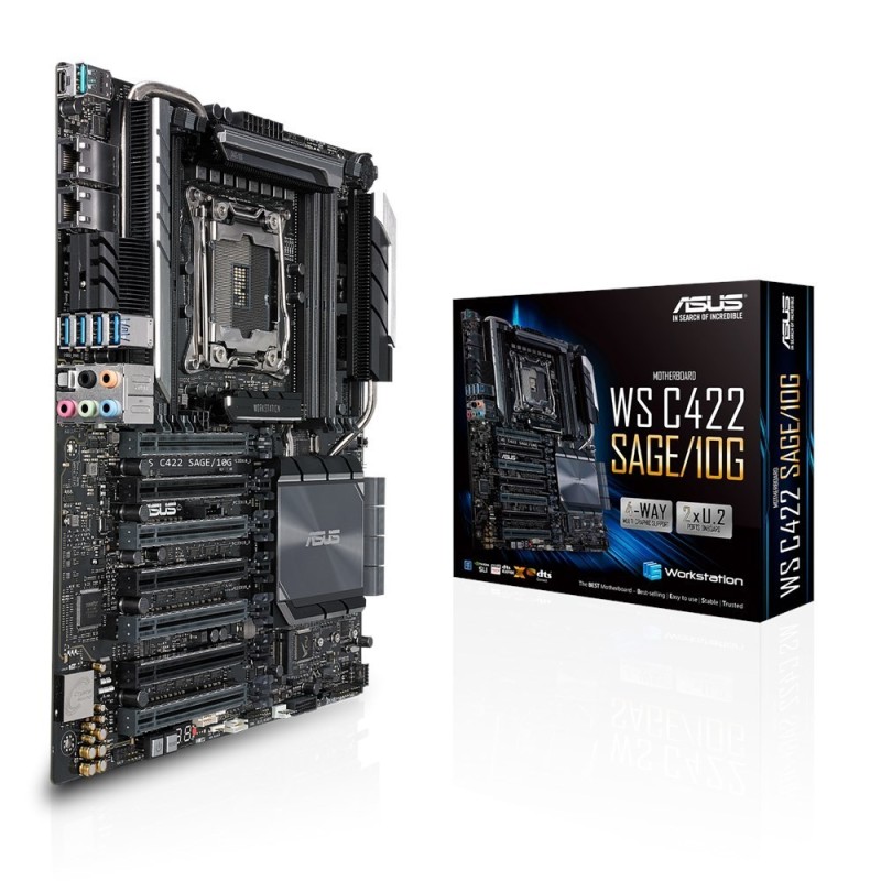 ASUS WS C422 SAGE/10G, Intel C422, 1x Intel Socket 2066, 8x DDR4 2666 RDIMM/LRDIMM, 7 x PCIe 3.0, VIDIA 4-Way SLI/AMD 4-Way