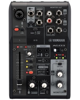 Yamaha AG03 MK2 czarny - 3-kanałowy mikser do streamingu na żywo z interfejsem audio USB