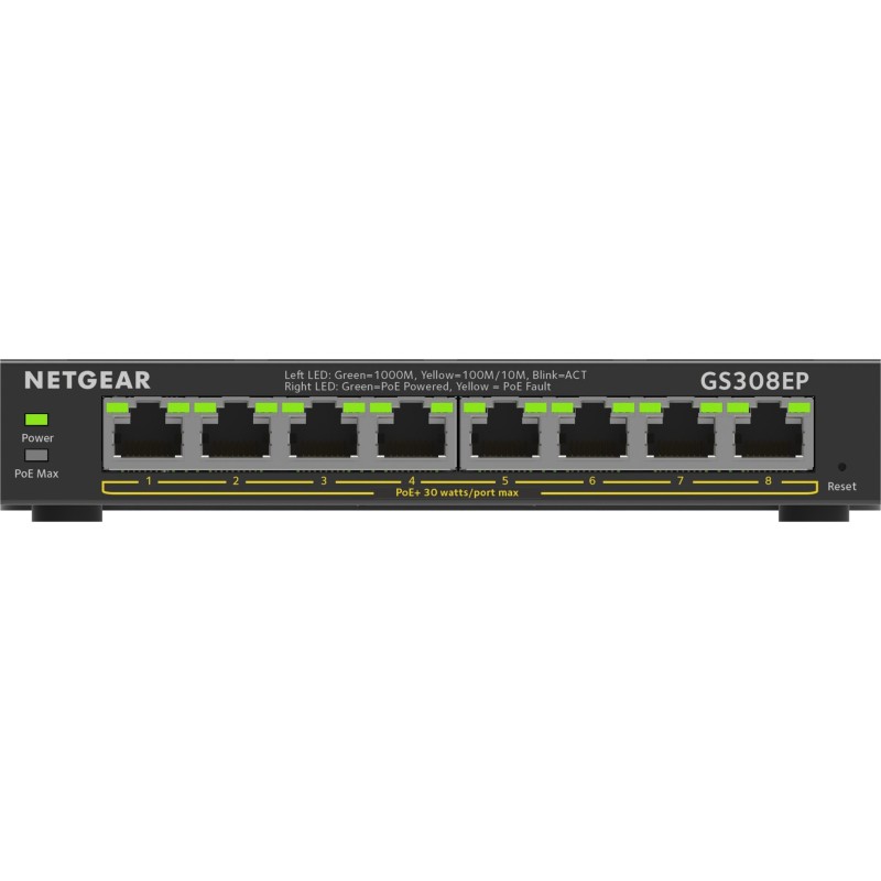 Switch Netgear GS308EP-100PES 8p PoE 62W (PoE+: 8p) Unmanaged Gigabit