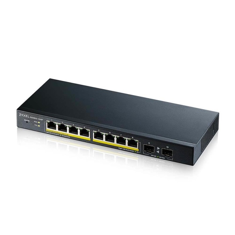 Switch Zyxel GS1900-10HP 10p PoE (PoE+: 8 ) 77W Managed Gigabit