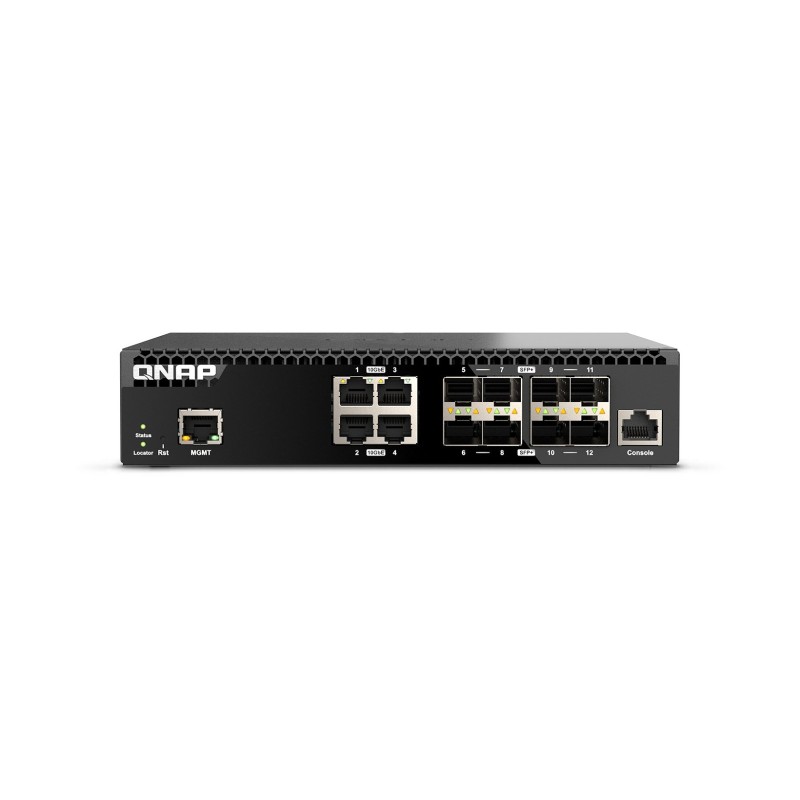 Qnap QSW-M3212R-8S4T, 4x 10GbE, 8x 10GbE SFP+, half-rackmount design, managed switch
