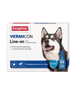 BEAPHAR VERMIcon Line-on Dog M - krople przeciw pasożytom dla psa - 3x 3ml