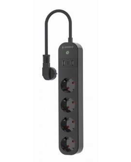 Gembird TSL-PS-S4U-01 inteligentna listwa zasilająca 4 x gniazdo sieciowe Typu E 1,5 m 3 3680 W Czarny