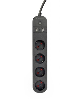 Gembird TSL-PS-S4U-01 inteligentna listwa zasilająca 4 x gniazdo sieciowe Typu E 1,5 m 3 3680 W Czarny
