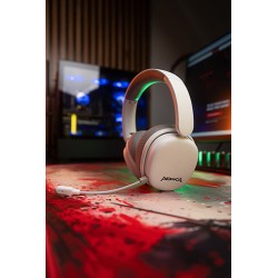 Marvo MONKA ECHO RS słuchawki z mikrofonem, biała, podświetlona, Tri-mode, EOL