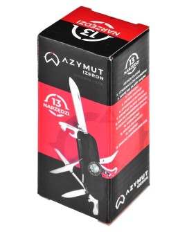 Scyzoryk AZYMUT Izeron - 13 narzędzi + kabura, 90 mm czarny (HK20017-8BL)