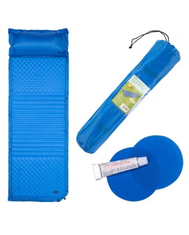 Mata samopompująca z poduszką NILS CAMP NC4001 niebieska - 3.8 cm