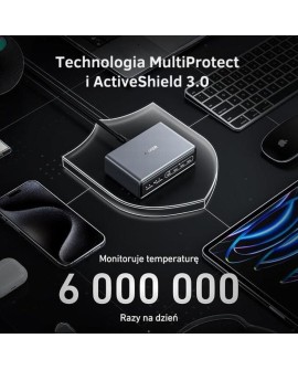 Ładowarka wieloportowa Anker Prime GaN 2x USB-A 4x USB-C PD 200W Czarna
