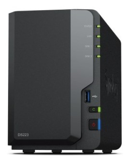 NAS Synology DS223 Tower 2x (3.5" SATA HDD)/2.5" HDD SSD) Realtek RTD1619B ,2GB DDR4, 1x 1GbE RJ-45