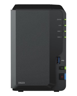 NAS Synology DS223 Tower 2x (3.5" SATA HDD)/2.5" HDD SSD) Realtek RTD1619B ,2GB DDR4, 1x 1GbE RJ-45