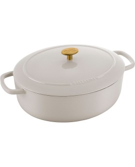 Garnek żeliwny owalny Ballarini Bellamonte - Kość słoniowa, 6.5 ltr