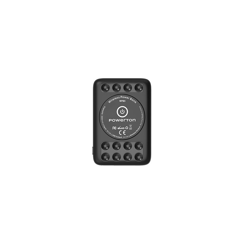 Powerton, powerbank z ładowaniem bezprzewodowym, Li-Pol, 5V, Ładowanie telefonów/tabletów, WBP5, 5000mAh, przyssawki do przytrzy