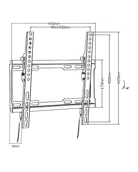 MACLEAN UCHWYT DO TV MAX VESA 400X400, 32-70", 45KG, REG. ODCHYLENIA +0°~-10°, MC-412