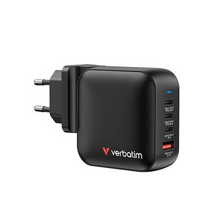 Verbatim, Mini ładowarka GaN USB 3.0, USB C, szara, 100 W, wymienne końcówki  C,G,A