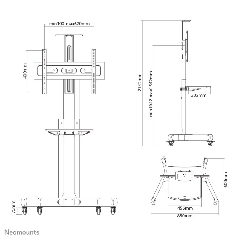 Neomounts by Newstar Select NM-M1700 190,5 cm (75") Czarny
