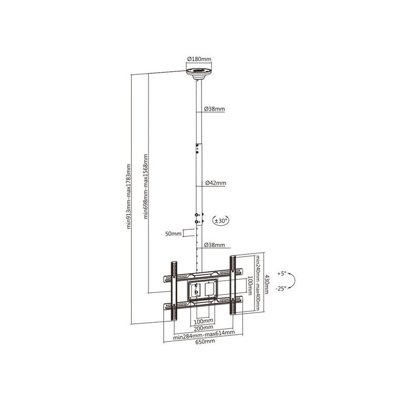 Uchwyt sufitowy do telewizora Maclean MC-803 (sufitowy 23" - 100" max. 50kg)