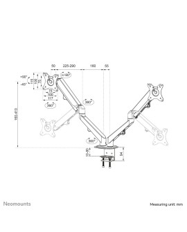 Neomounts DS70-700BL2 uchwyt / stojak do monitorów 68,6 cm (27") Biurko Czarny