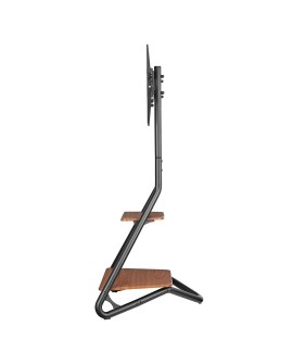 MACLEAN UCHWYT WOLNOSTOJĄCY POD TV / NAROŻNY, W STYLU BAUHAUS, DWUPOZIOMOWE DREWNIANE PÓŁKI 40KG MAX 37-75'' MC-455