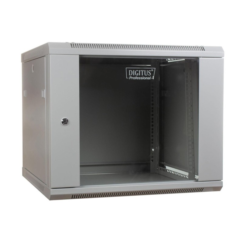 Szafa sieciowa wisząca 19" 9U rack 600x600, drzwi szyba, szary, niedzielona, niezłożona, 60kg