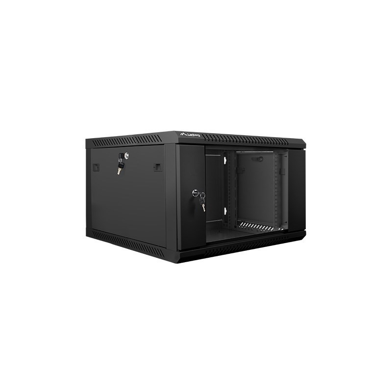 Szafa jednosekcyjna Lanberg WF01-6606-10B (6U 368mm / 600mm / 600 mm wisząca Szklane 19'' kolor czarny)