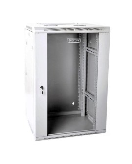 Szafa sieciowa wisząca 19" 18U rack 600x600, drzwi szyba, szary, dzielona, złożona, 60kg
