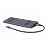 GEMBIRD MULTI ADAPTER USB TYP-C 9W1 (HUB3.0 + HDMI + DISPLAYPORT + VGA + PD + LAN + DŹWIĘK STEREO), SZARY