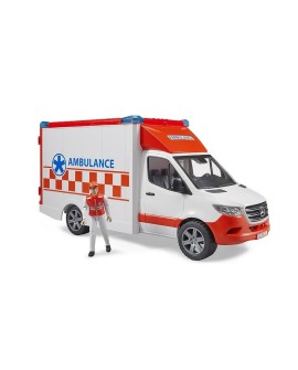 Mercedes Sprinter Ambulans z figurką ratownika edycznego i modułem światło + dźwięk 02676 BRUDER