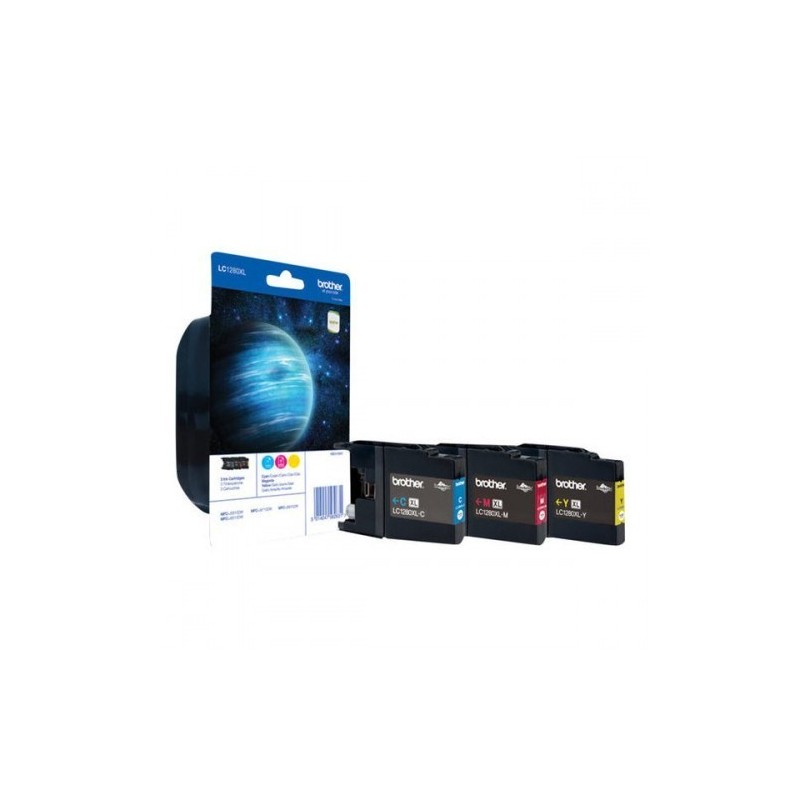 Brother LC-1280XLRBWBPDR nabój z tuszem 3 szt. Oryginalny Cyjan, Purpurowy, Żółty